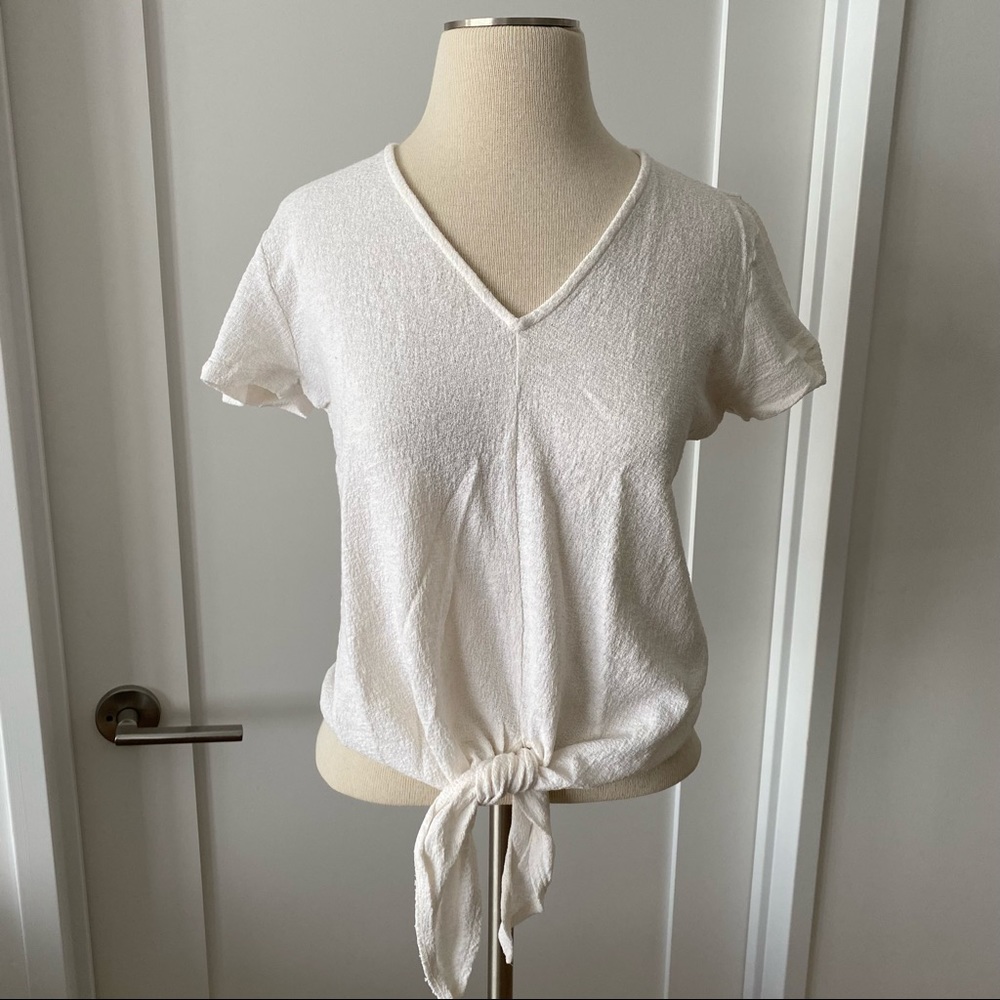 Madewell Texture & Thread V-Neck Tie-Front Top XS